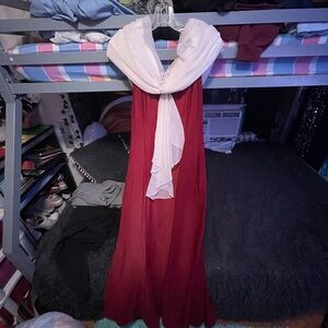 loralie red and white long christmas dress off the shoulder